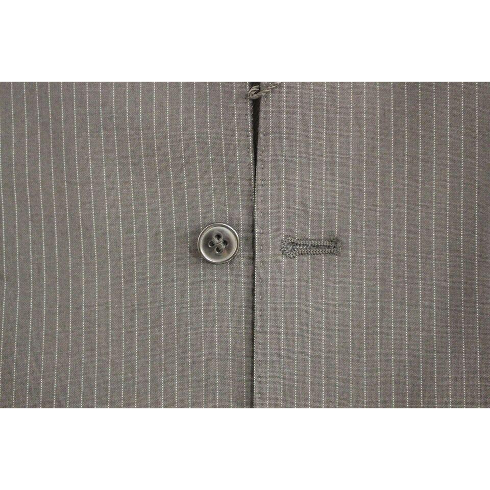 优雅黑色条纹羊毛连衣裙背心