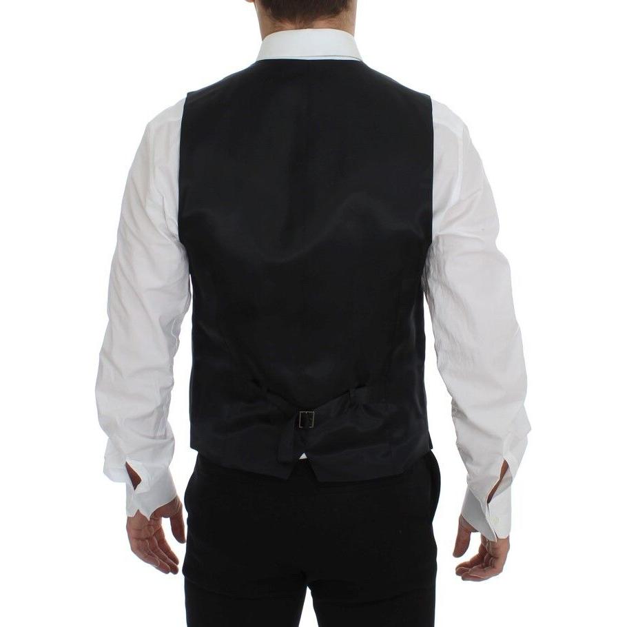 优雅灰色条纹羊毛连衣裙背心