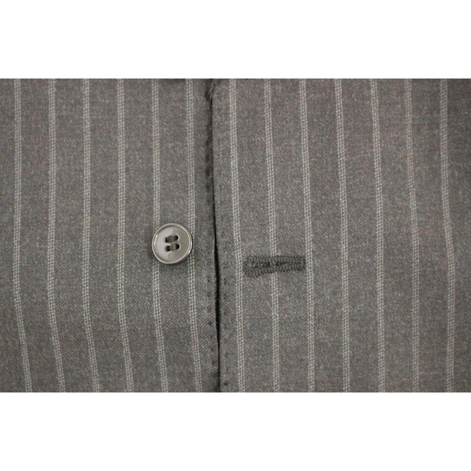 优雅灰色条纹羊毛连衣裙背心