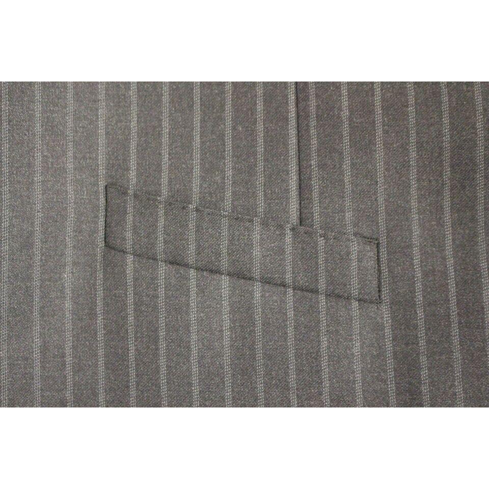 优雅灰色条纹羊毛连衣裙背心