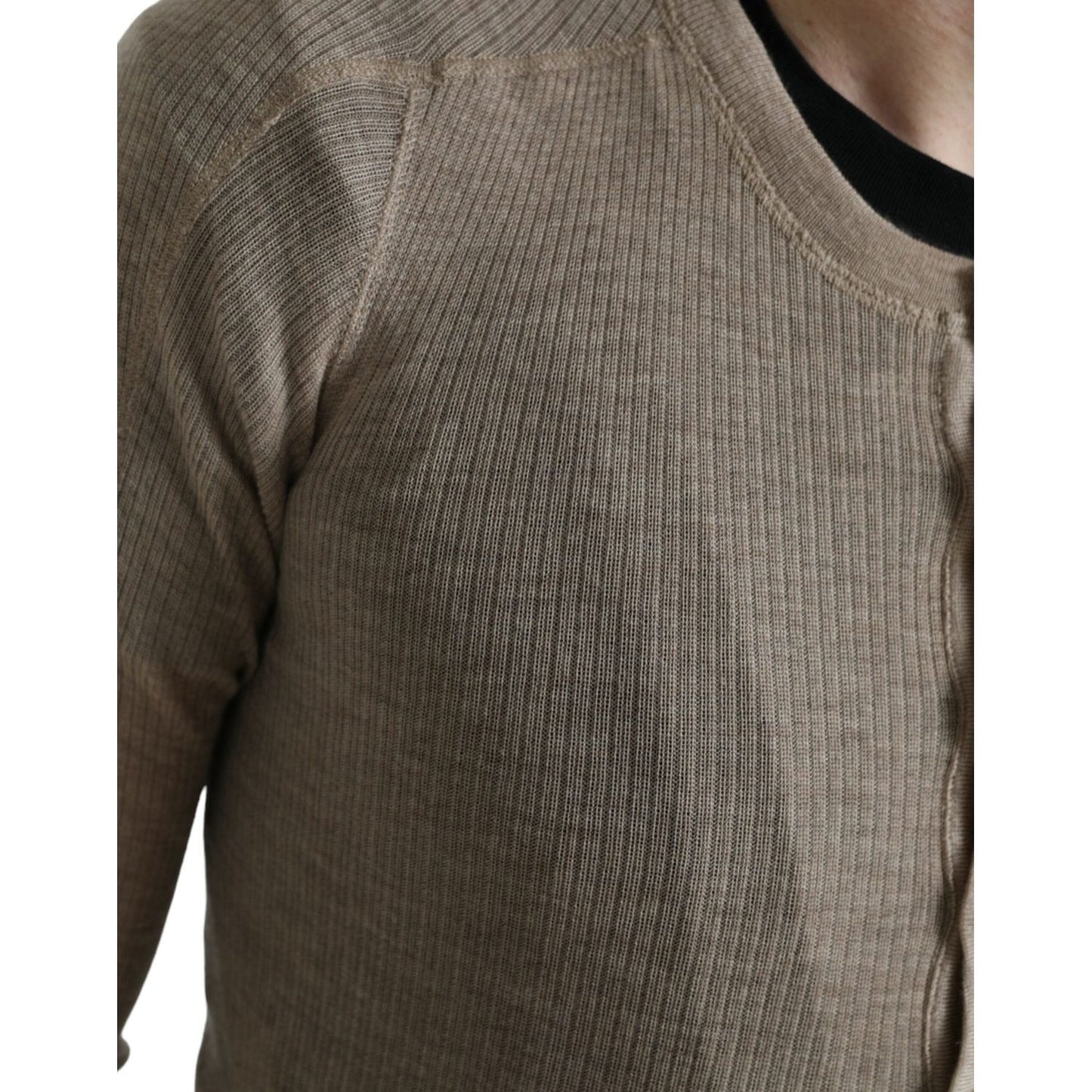 Dolce & Gabbana Henley Pullover Beige Cashmere Sweater