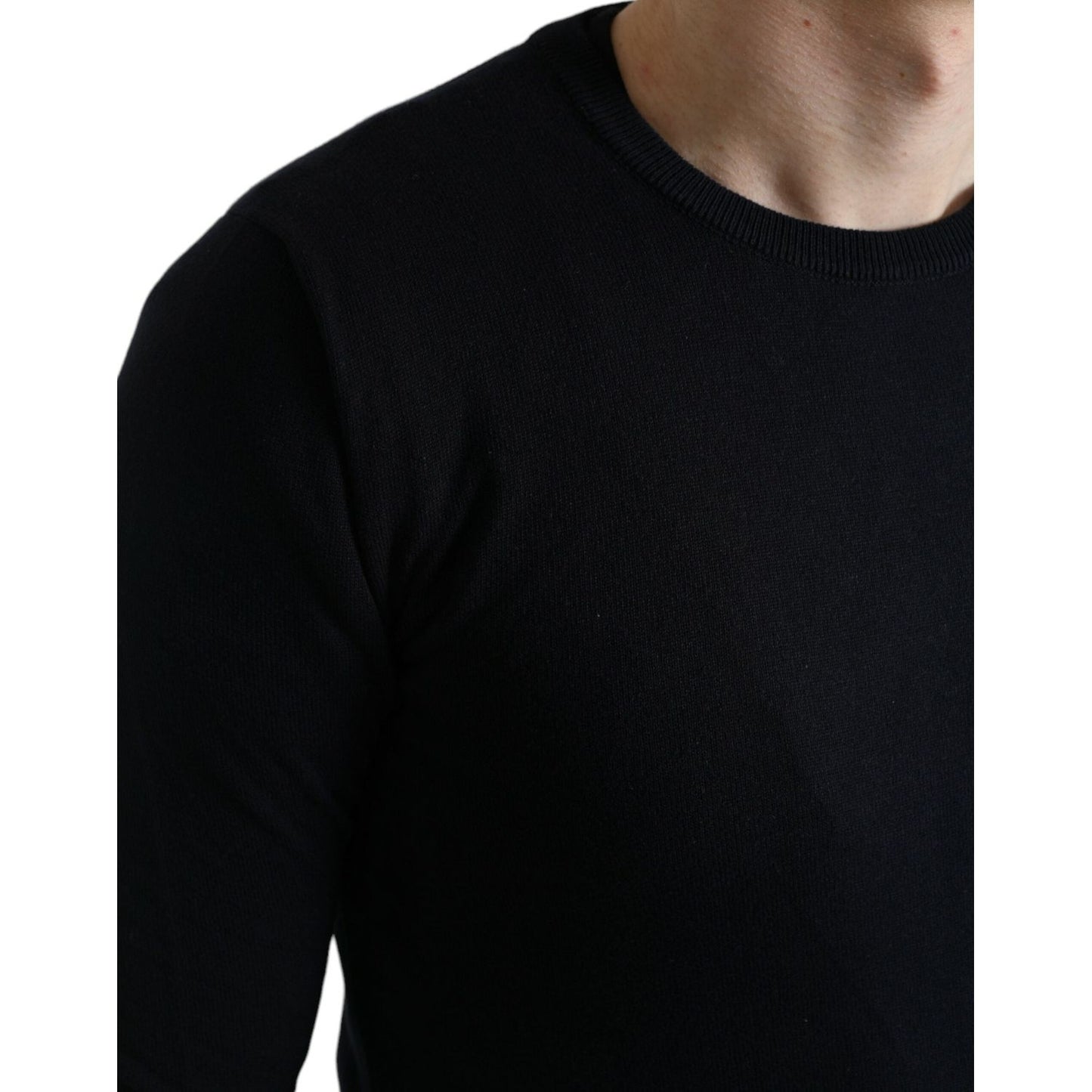 Dolce & Gabbana Elegant Blue Cotton Pullover Sweater Dolce & Gabbana