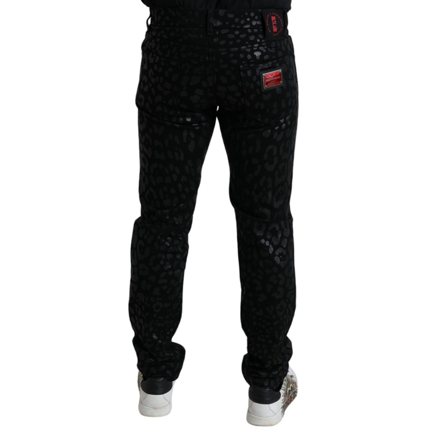 Dolce & Gabbana Exquisite Slim-fit Patterned Black Jeans Dolce & Gabbana