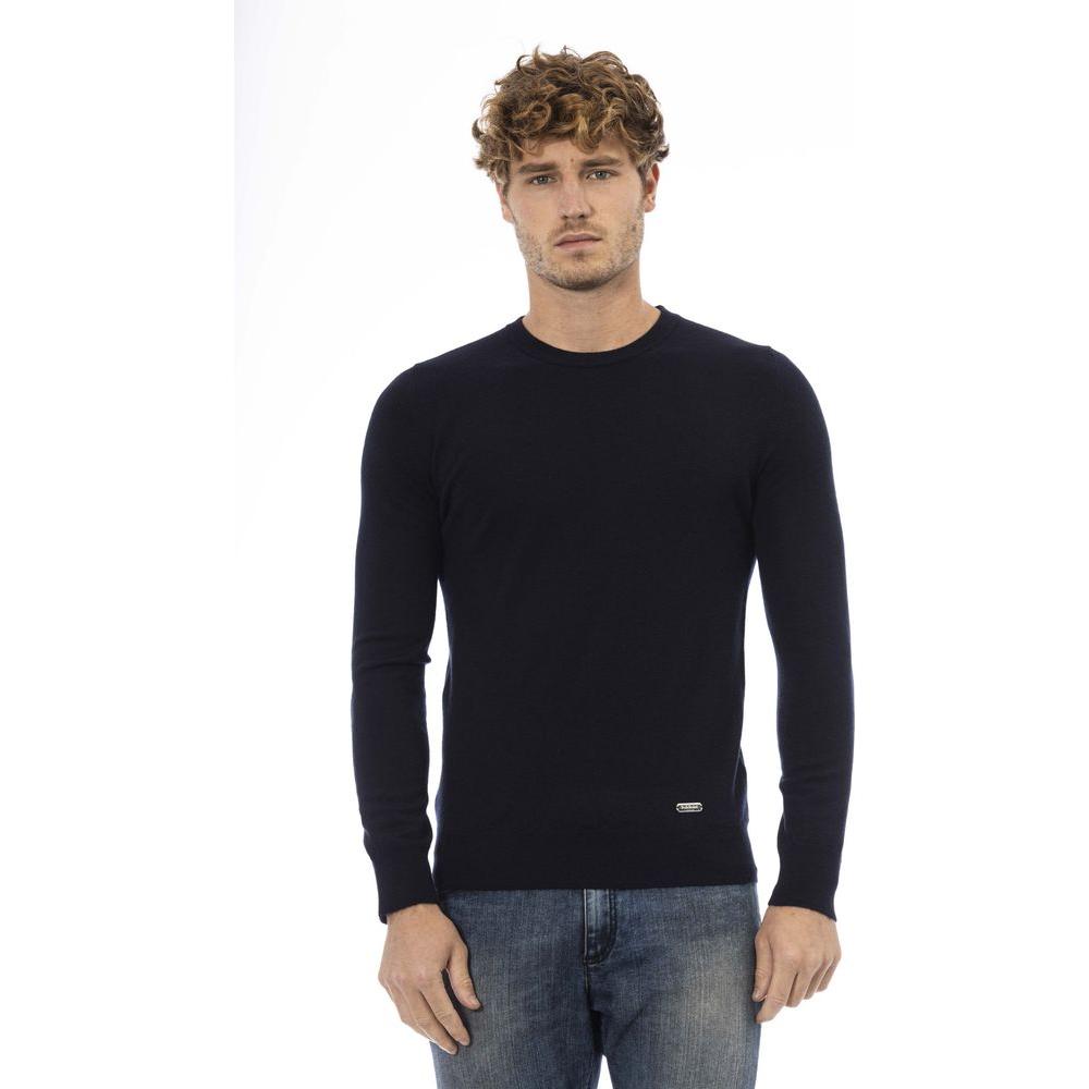 Baldinini Trend Blue Wool Men Sweater Baldinini Trend