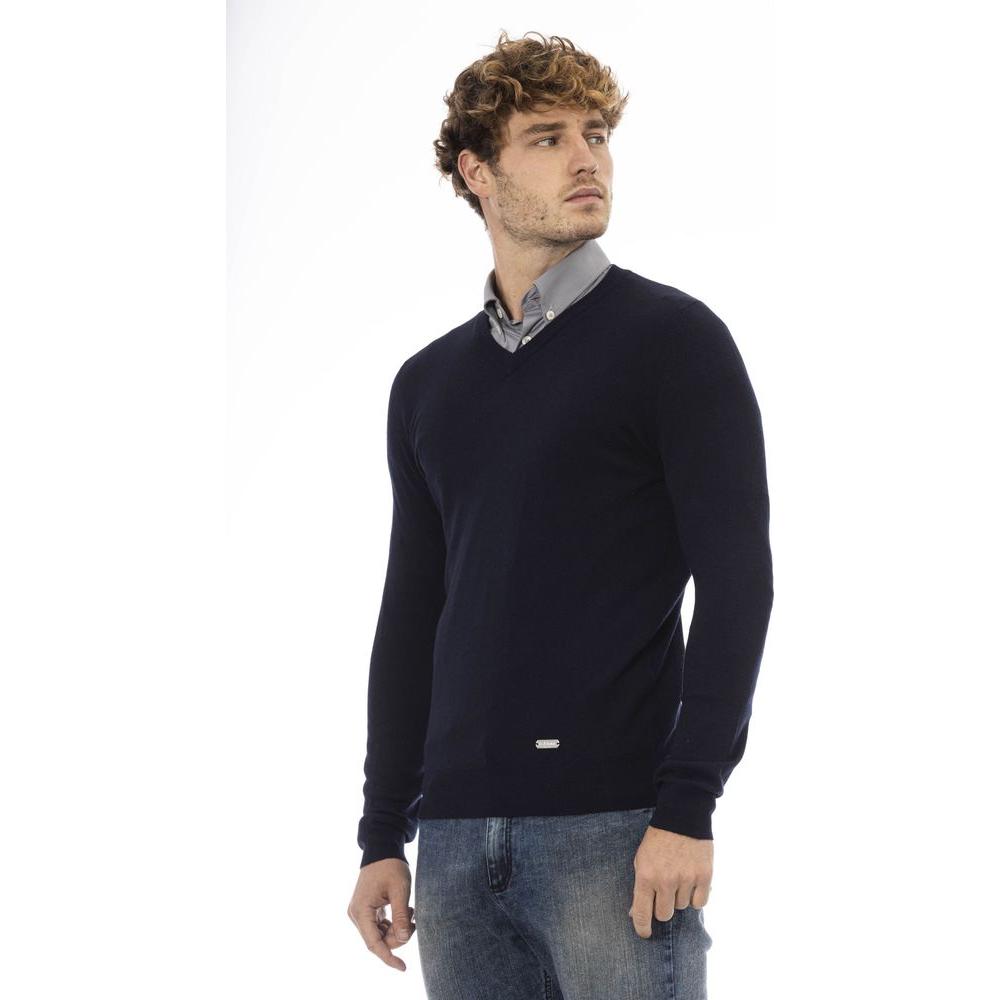 Baldinini Trend Blue Wool Men Sweater Baldinini Trend