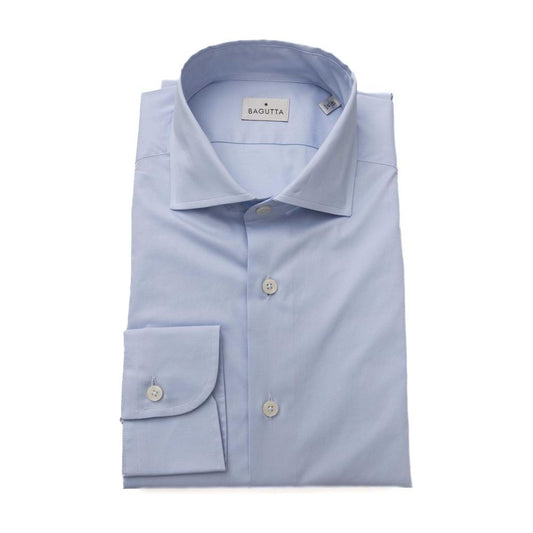 Bagutta Light Blue Cotton Mens Shirt Bagutta