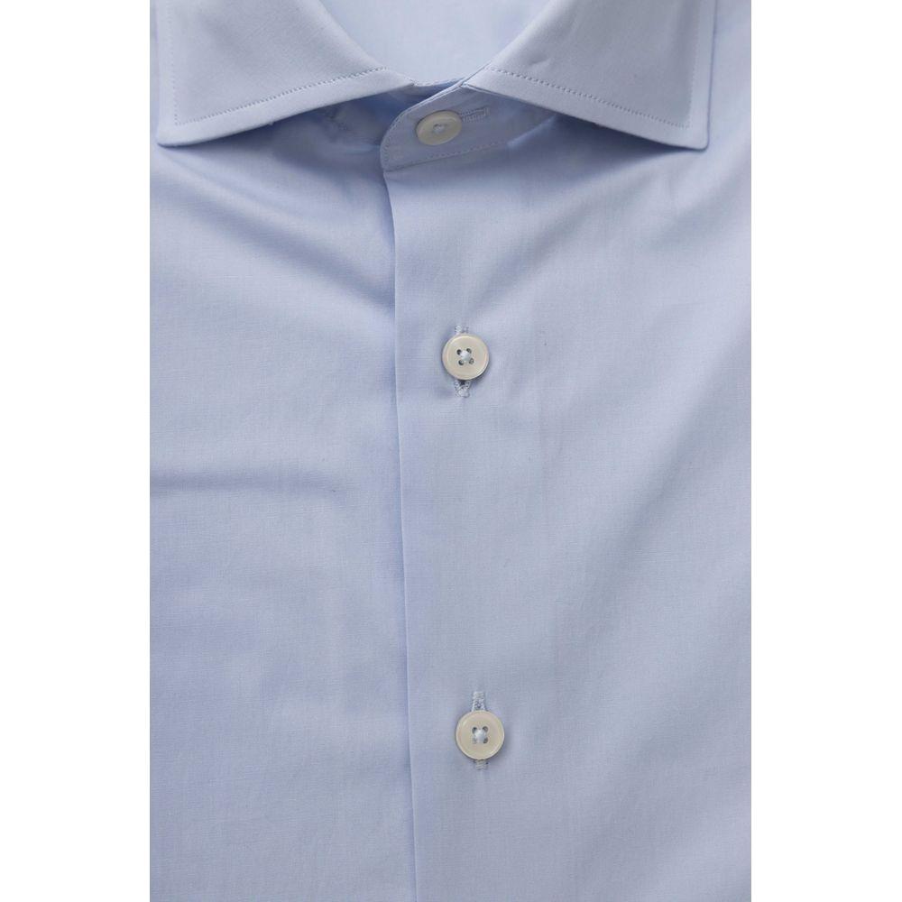 Bagutta Light Blue Cotton Mens Shirt Bagutta