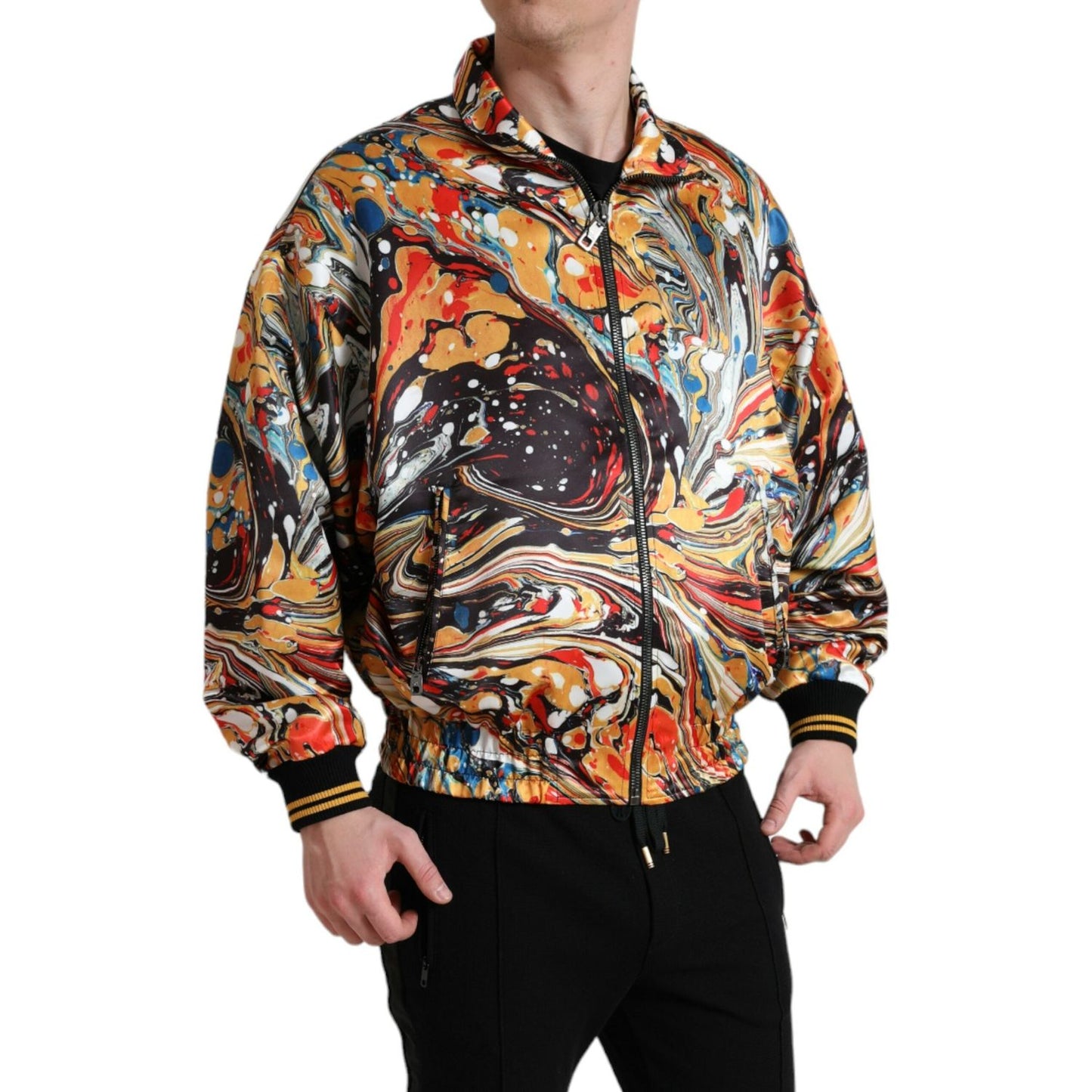Dolce & Gabbana Multicolor Abstract Polyester Bomber Jacket Dolce & Gabbana