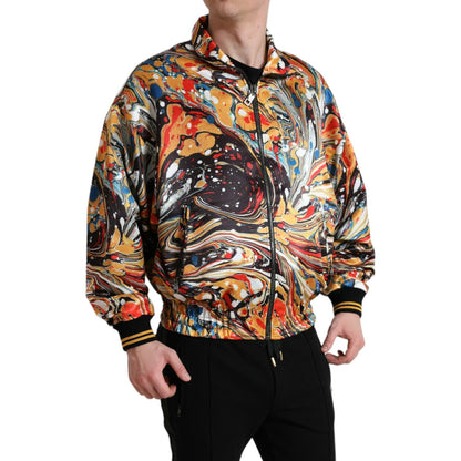 Dolce & Gabbana Multicolor Abstract Polyester Bomber Jacket Dolce & Gabbana