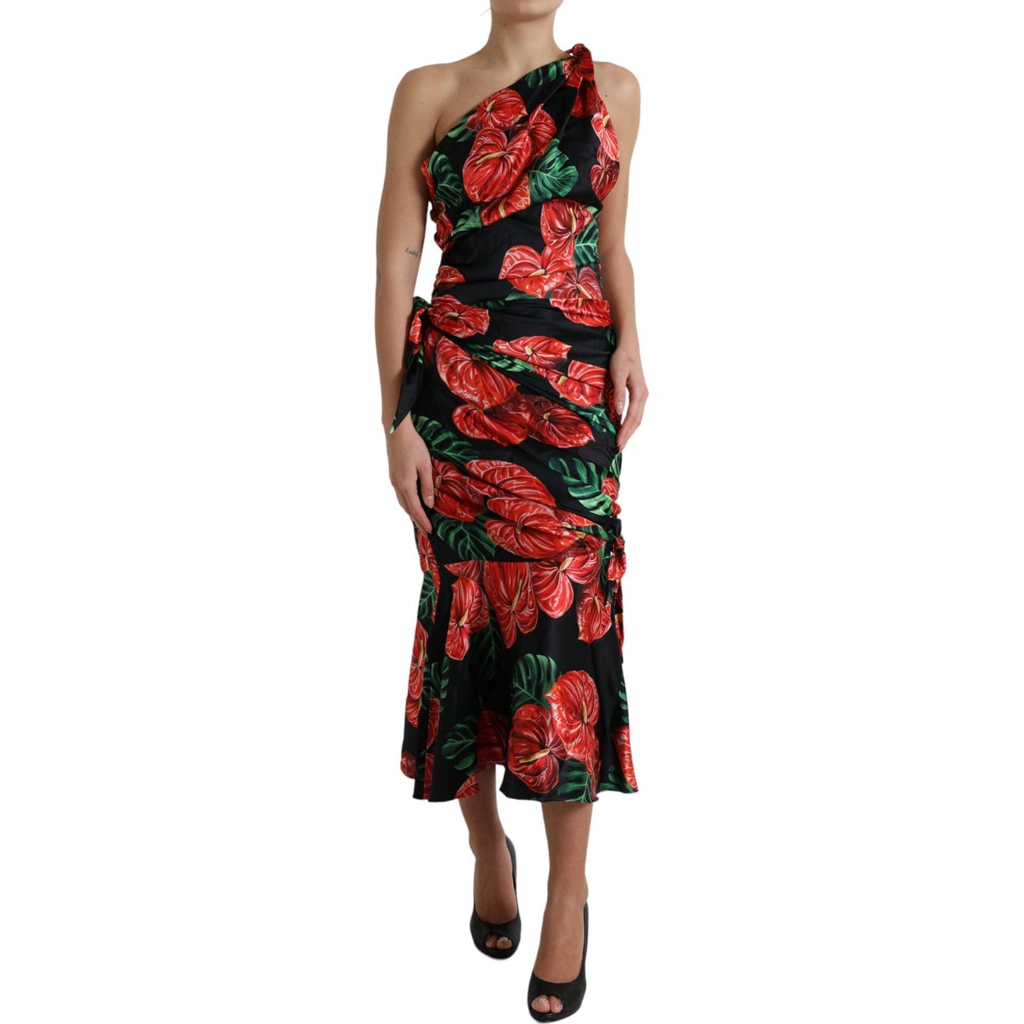 Dolce & Gabbana Tropical Elegance Silk Draped Dress Dolce & Gabbana