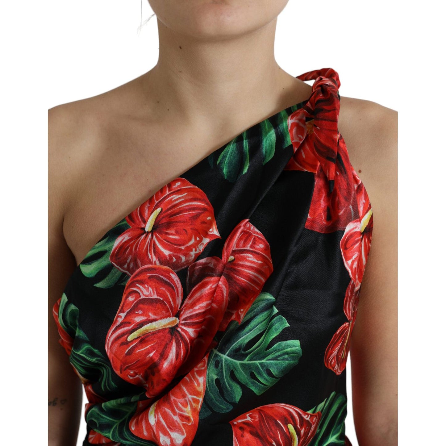 Dolce & Gabbana Tropical Elegance Silk Draped Dress Dolce & Gabbana