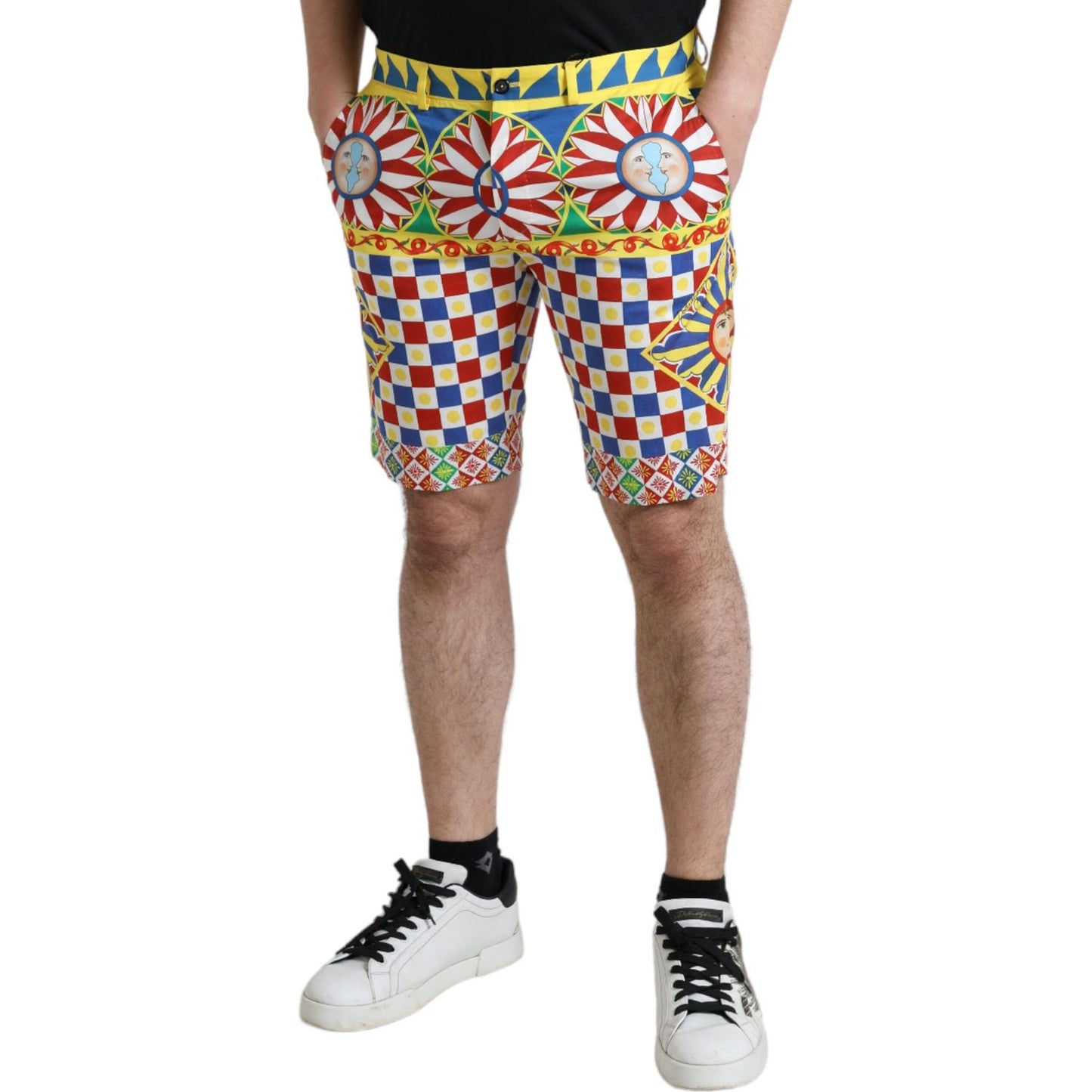 Dolce & Gabbana Multicolor Carretto Print Men Bermuda Shorts