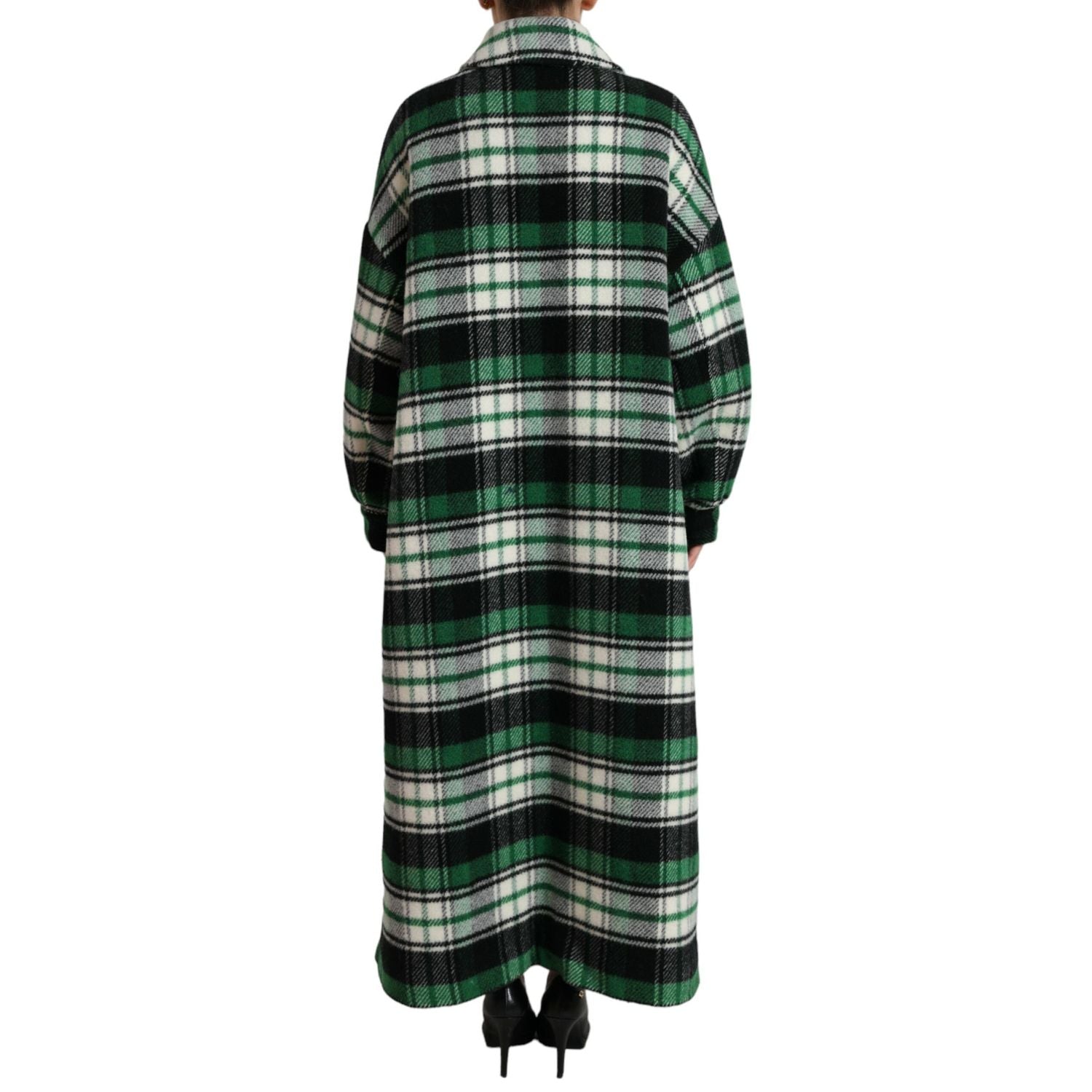 Dolce & Gabbana Green Plaid Long Sleeve Casual Coat Jacket