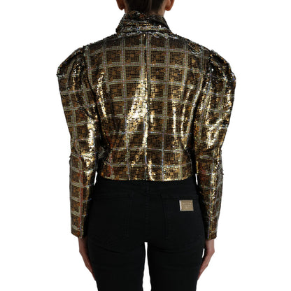 Dolce & Gabbana Multicolor Polyester Sequined Cropped Jacket