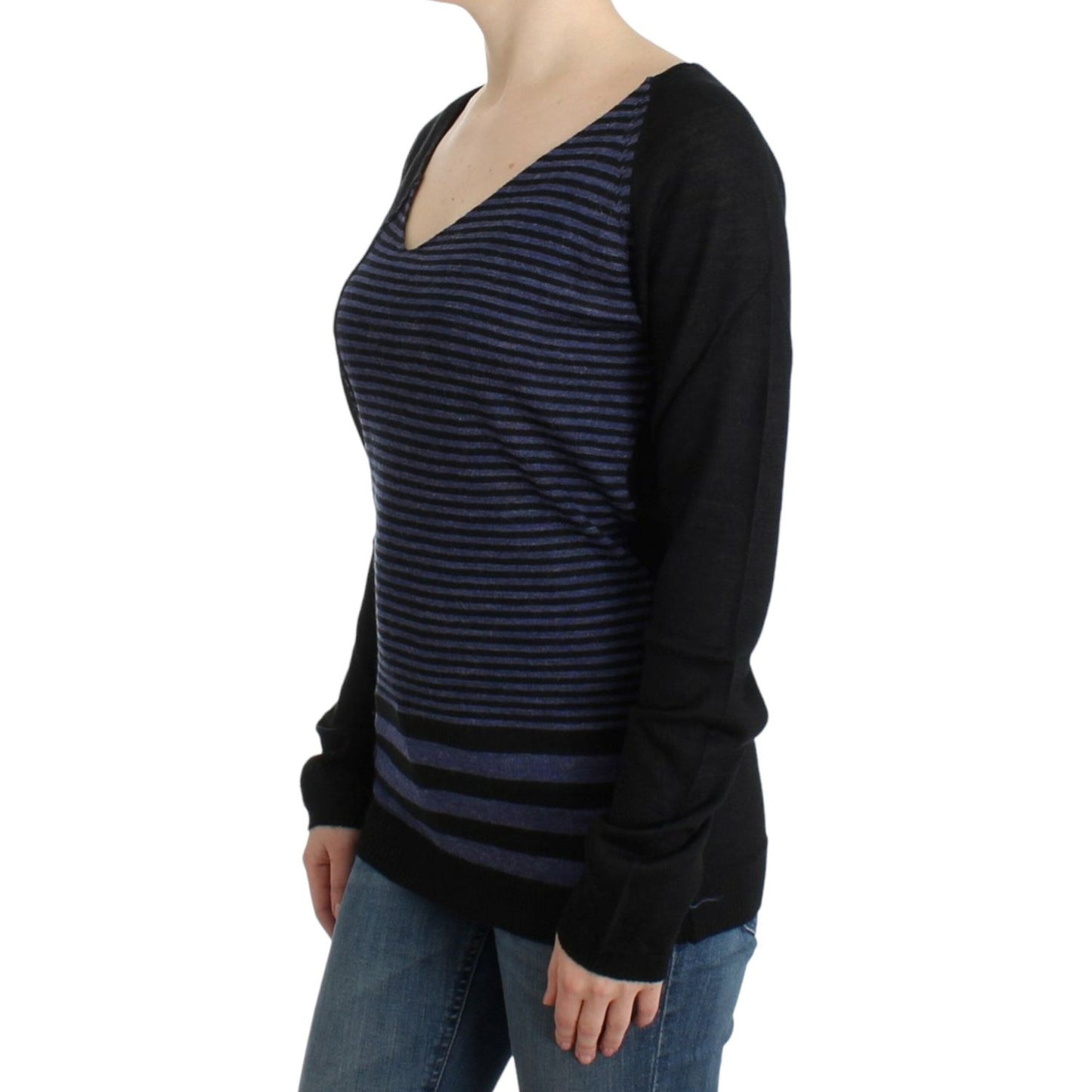 Costume National Striped V-Neck Luxury Sweater Costume National