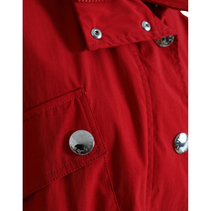 Dolce & Gabbana Red Polyester Hooded Button Rain Coat Jacket Dolce & Gabbana