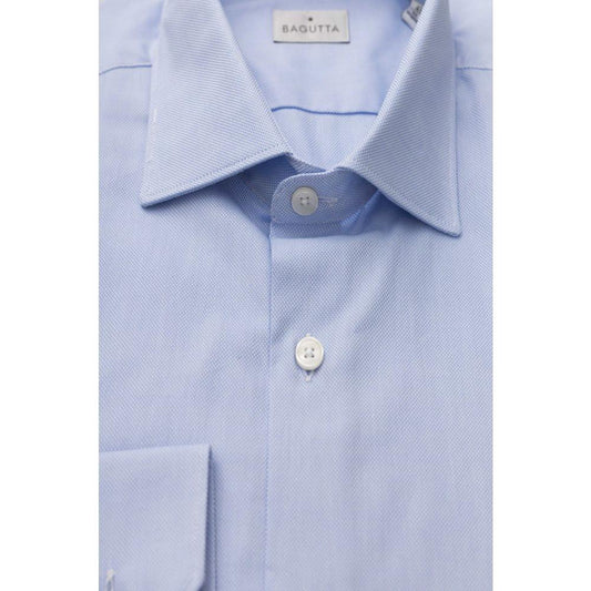 Bagutta Light Blue Cotton Men Shirt Bagutta