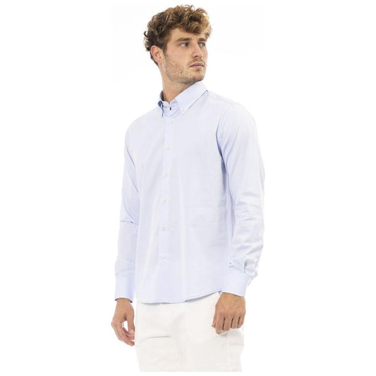 Baldinini Trend Light Blue Cotton Men Shirt Baldinini Trend