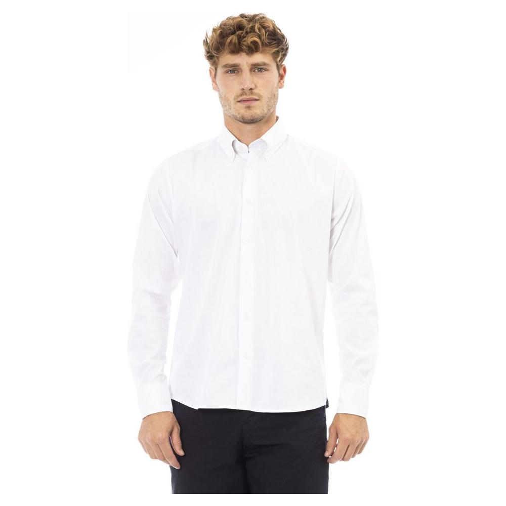 Baldinini Trend White Cotton Mens Shirt Baldinini Trend