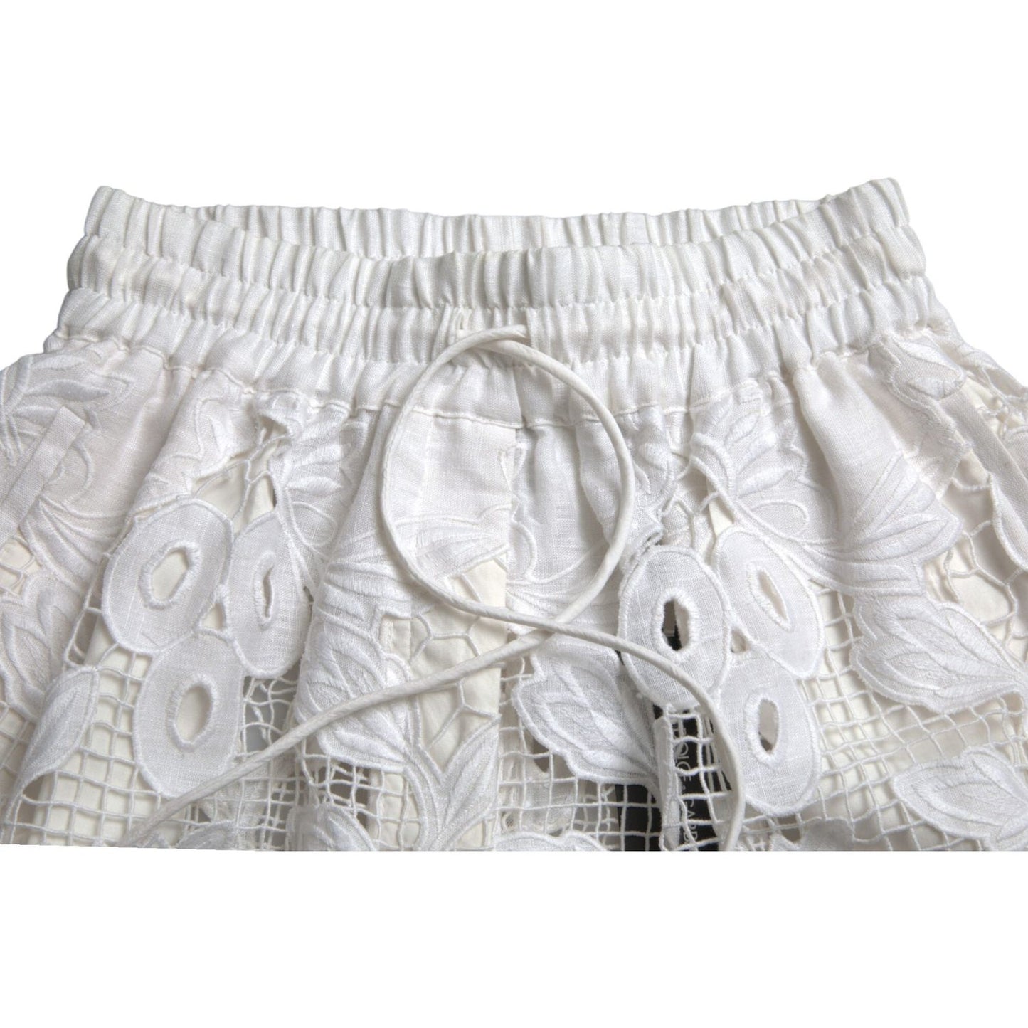 Dolce & Gabbana Chic High-Waisted Lace Shorts in Pure White Dolce & Gabbana