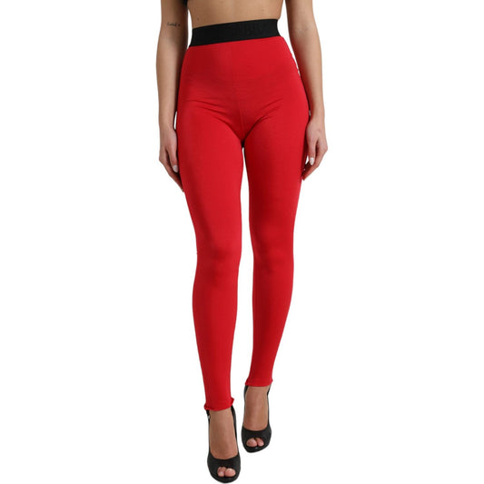 Dolce & Gabbana Elegant High Waist Red Leggings Dolce & Gabbana