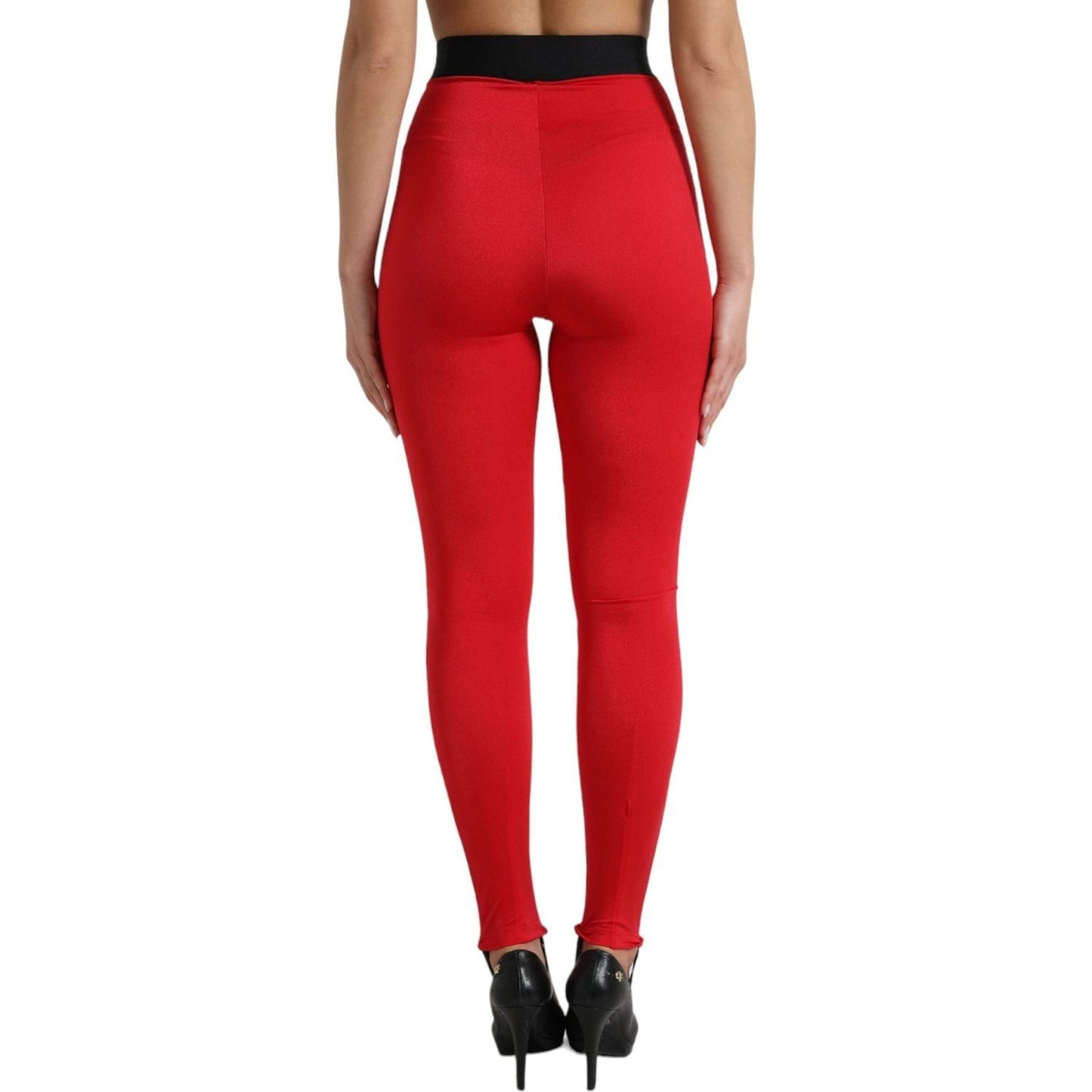 Dolce & Gabbana Elegant High Waist Red Leggings Dolce & Gabbana