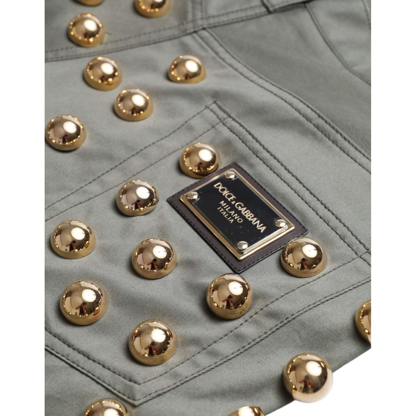 Dolce & Gabbana Emerald High Waist Embellished Shorts Dolce & Gabbana