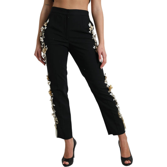 Dolce & Gabbana Elegant High Waist Floral Tapered Pants Dolce & Gabbana