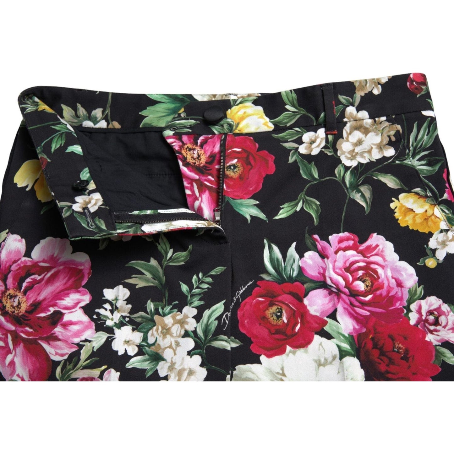 Dolce & Gabbana Elegant Floral Mid Waist Cropped Pants Dolce & Gabbana