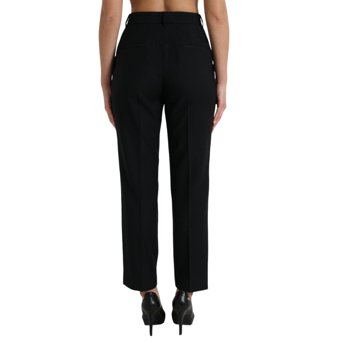 Dolce & Gabbana Black Wool High Waist Straight Pants