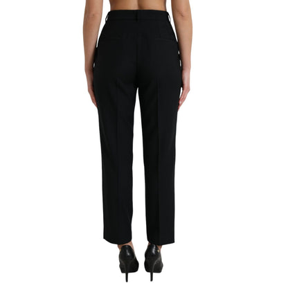 Dolce & Gabbana Black Wool High Waist Straight Pants
