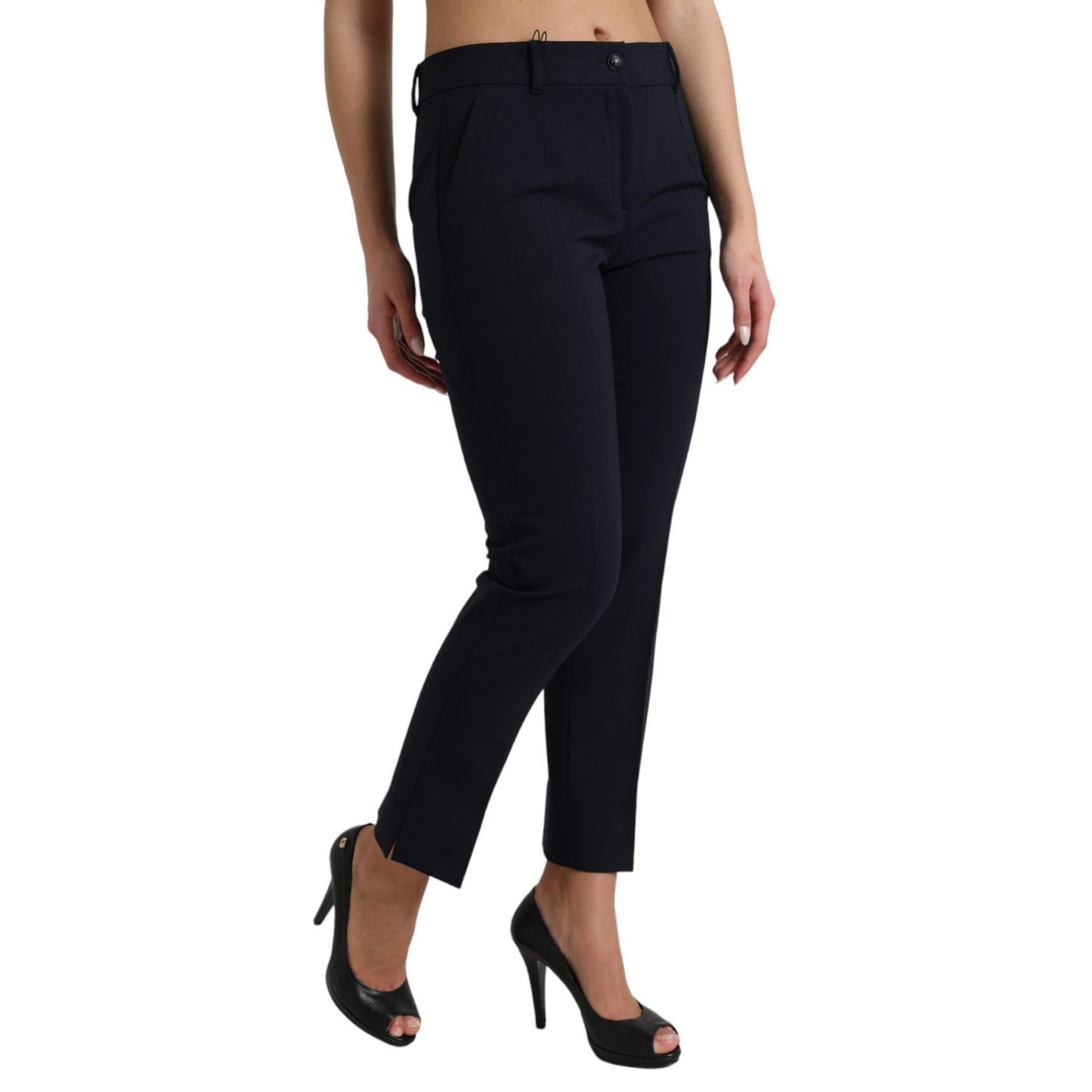 Dolce & Gabbana Blue Mid Waist Tapered Cropped Pants