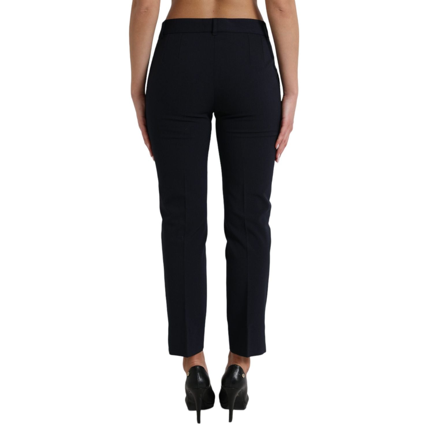Dolce & Gabbana Blue Mid Waist Tapered Cropped Pants