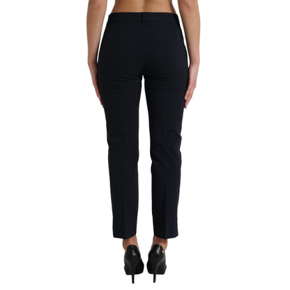 Dolce & Gabbana Blue Mid Waist Tapered Cropped Pants