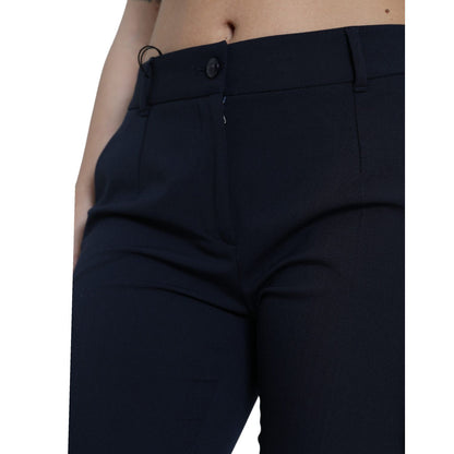 Dolce & Gabbana Blue Mid Waist Tapered Cropped Pants