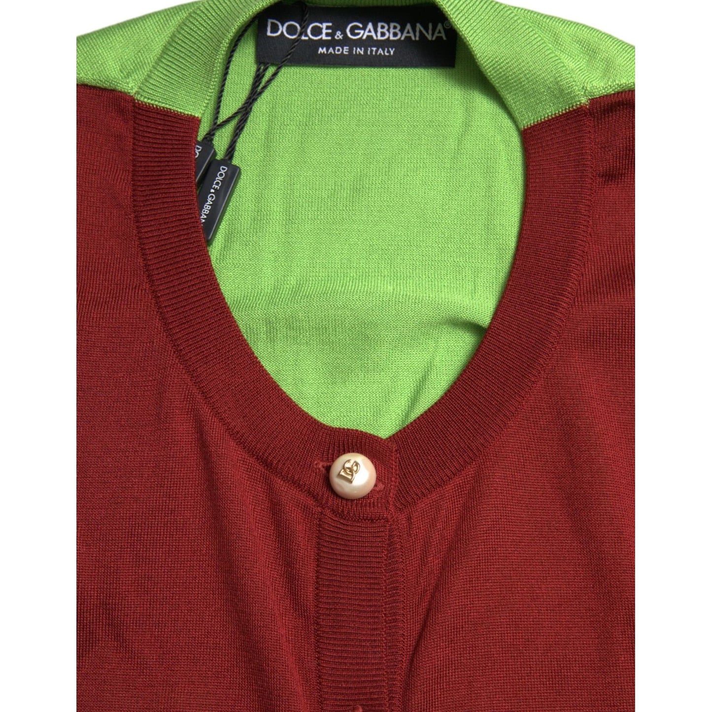 Dolce & Gabbana Multicolor Cardigan Color Block Silk Crewneck Sweater Dolce & Gabbana
