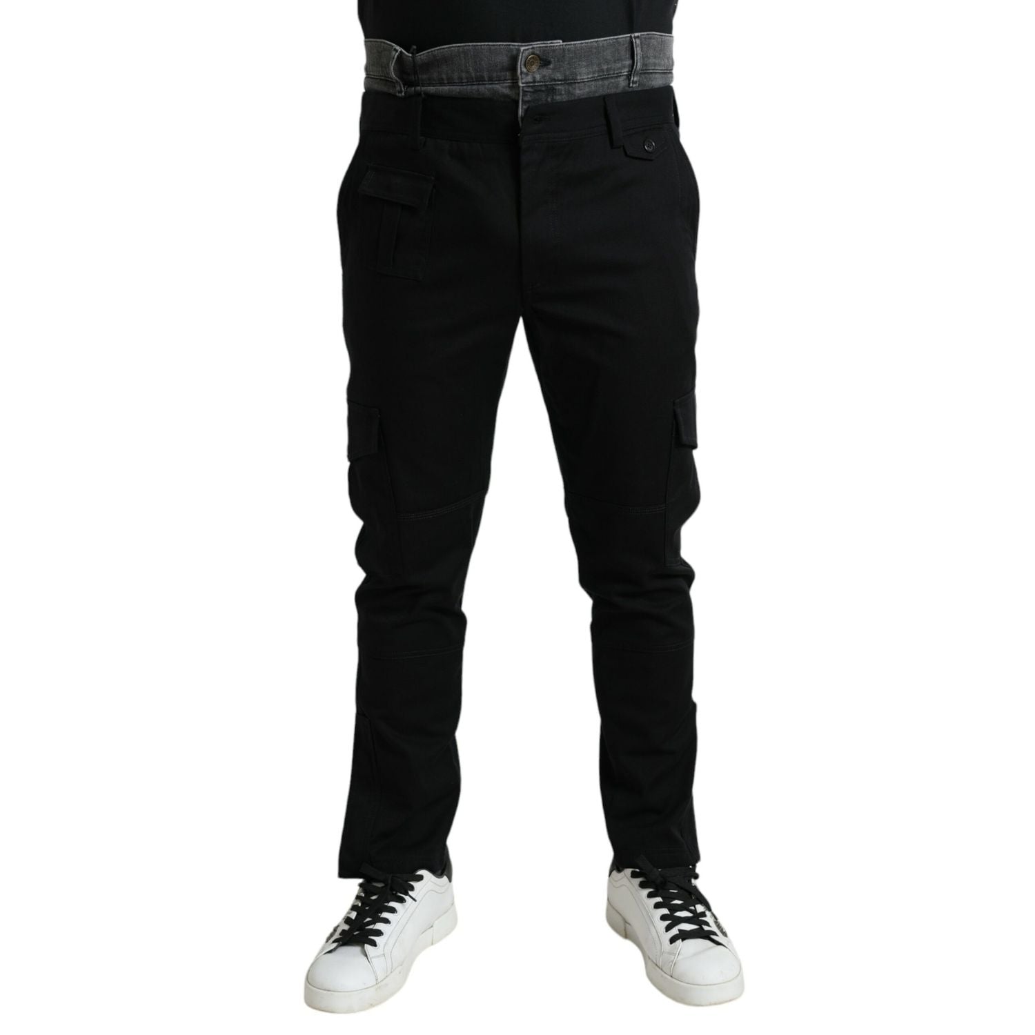 Dolce & Gabbana Black Gray Slim Cotton Denim Jeans Pants