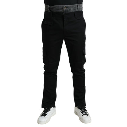 Dolce & Gabbana Black Gray Slim Cotton Denim Jeans Pants