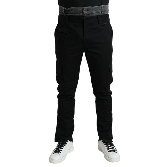 Dolce & Gabbana Black Gray Slim Cotton Denim Jeans Pants