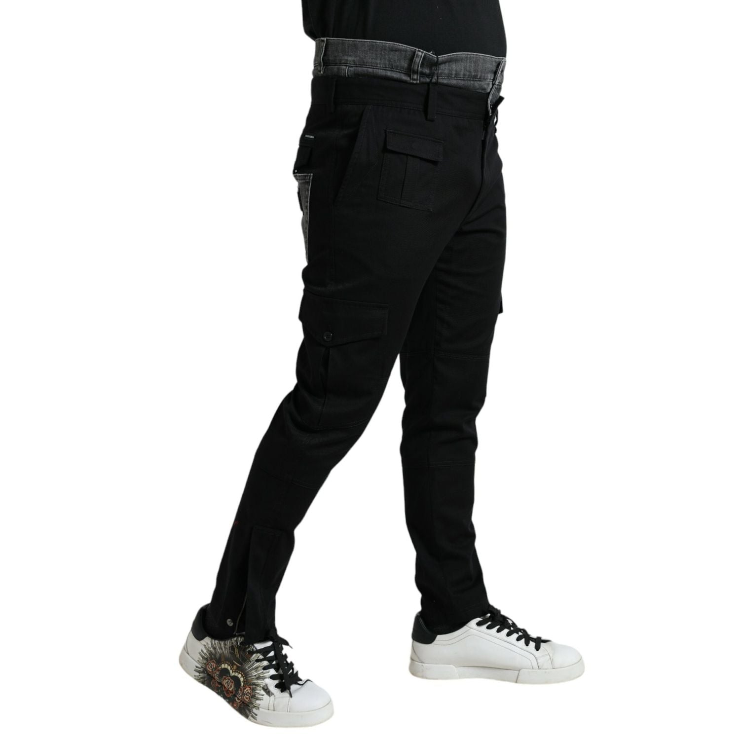 Dolce & Gabbana Black Gray Slim Cotton Denim Jeans Pants