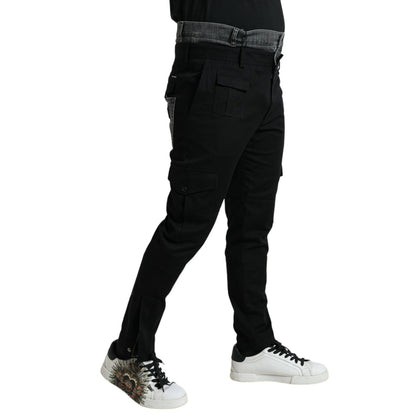 Dolce & Gabbana Black Gray Slim Cotton Denim Jeans Pants