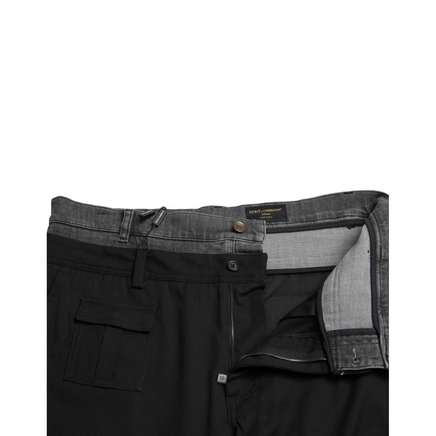 Dolce & Gabbana Black Gray Slim Cotton Denim Jeans Pants