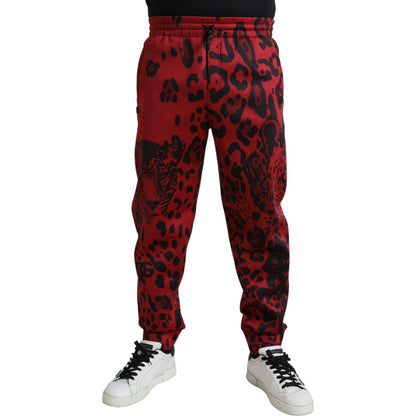 Dolce & Gabbana Red Black Leopard Stretch Jogger Pants Dolce & Gabbana