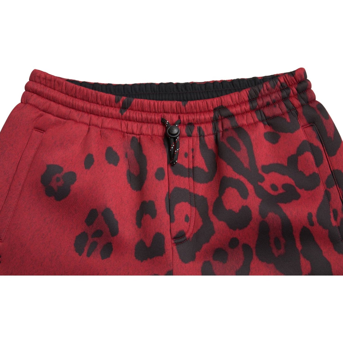 Dolce & Gabbana Red Black Leopard Stretch Jogger Pants Dolce & Gabbana
