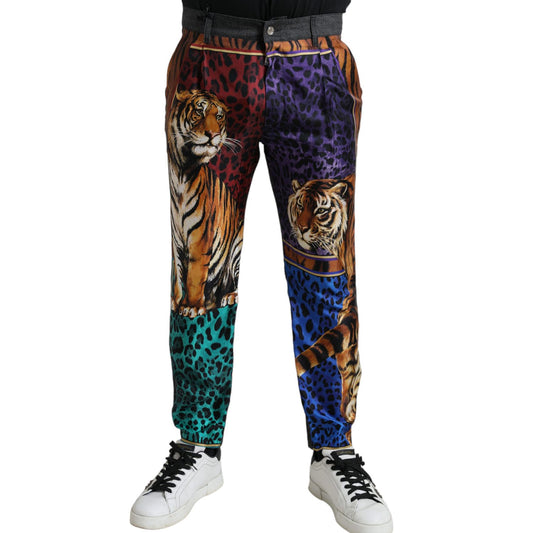 Dolce & Gabbana Multicolor Tiger Cotton Loose Denim Jeans