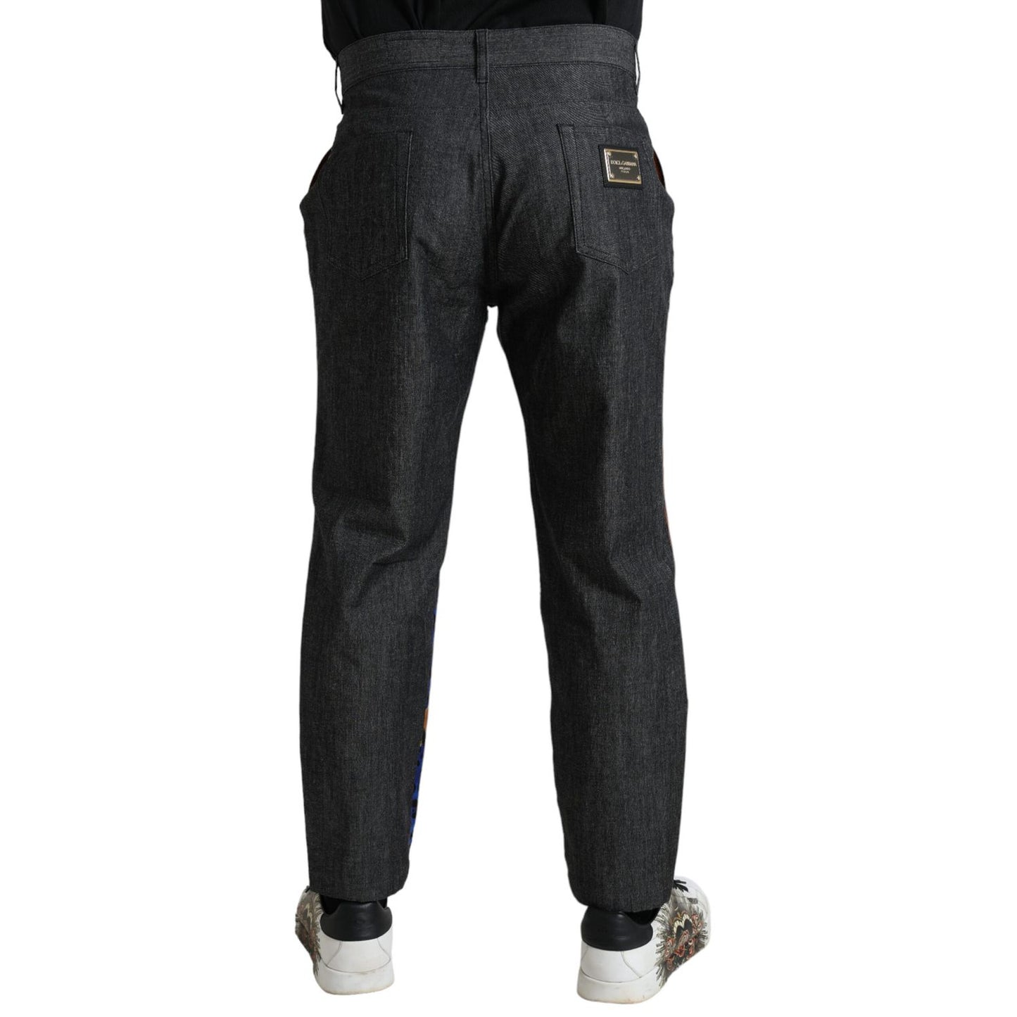 Dolce & Gabbana Multicolor Tiger Cotton Loose Denim Jeans