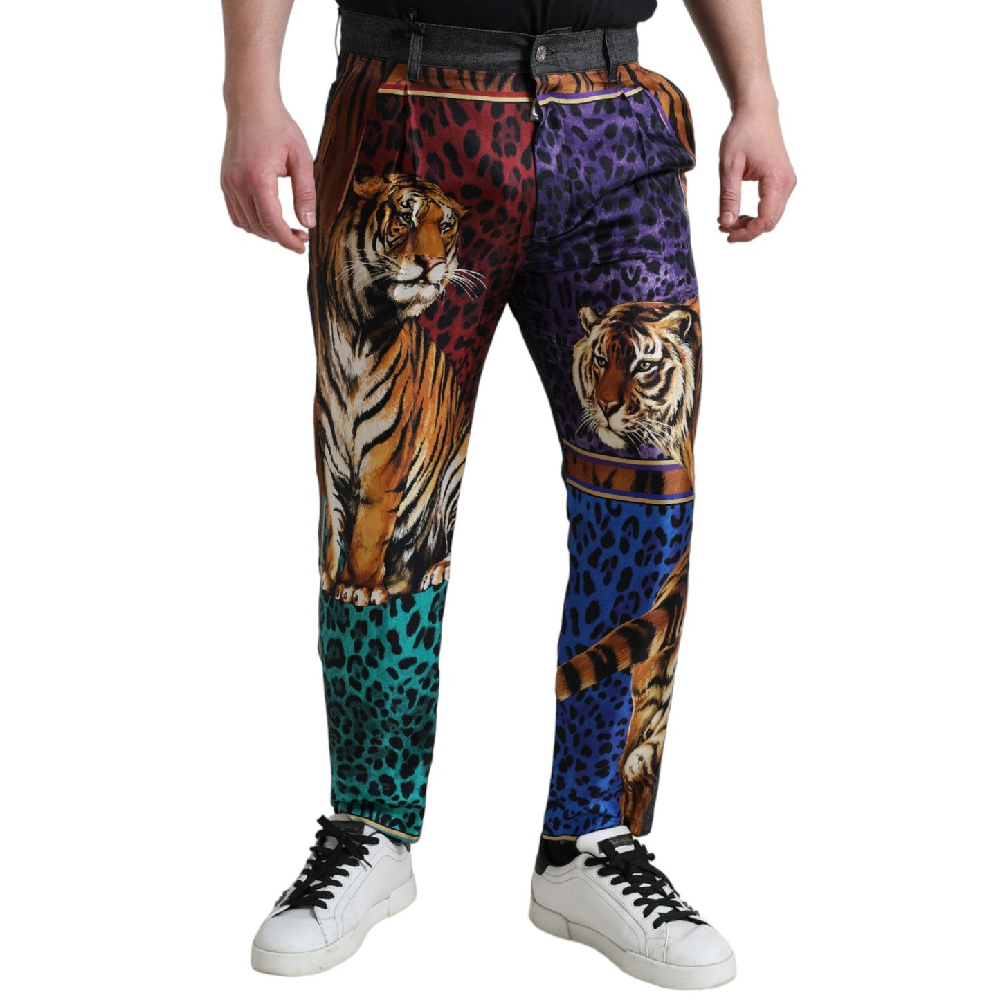 Dolce & Gabbana Multicolor Tiger Cotton Loose Denim Jeans