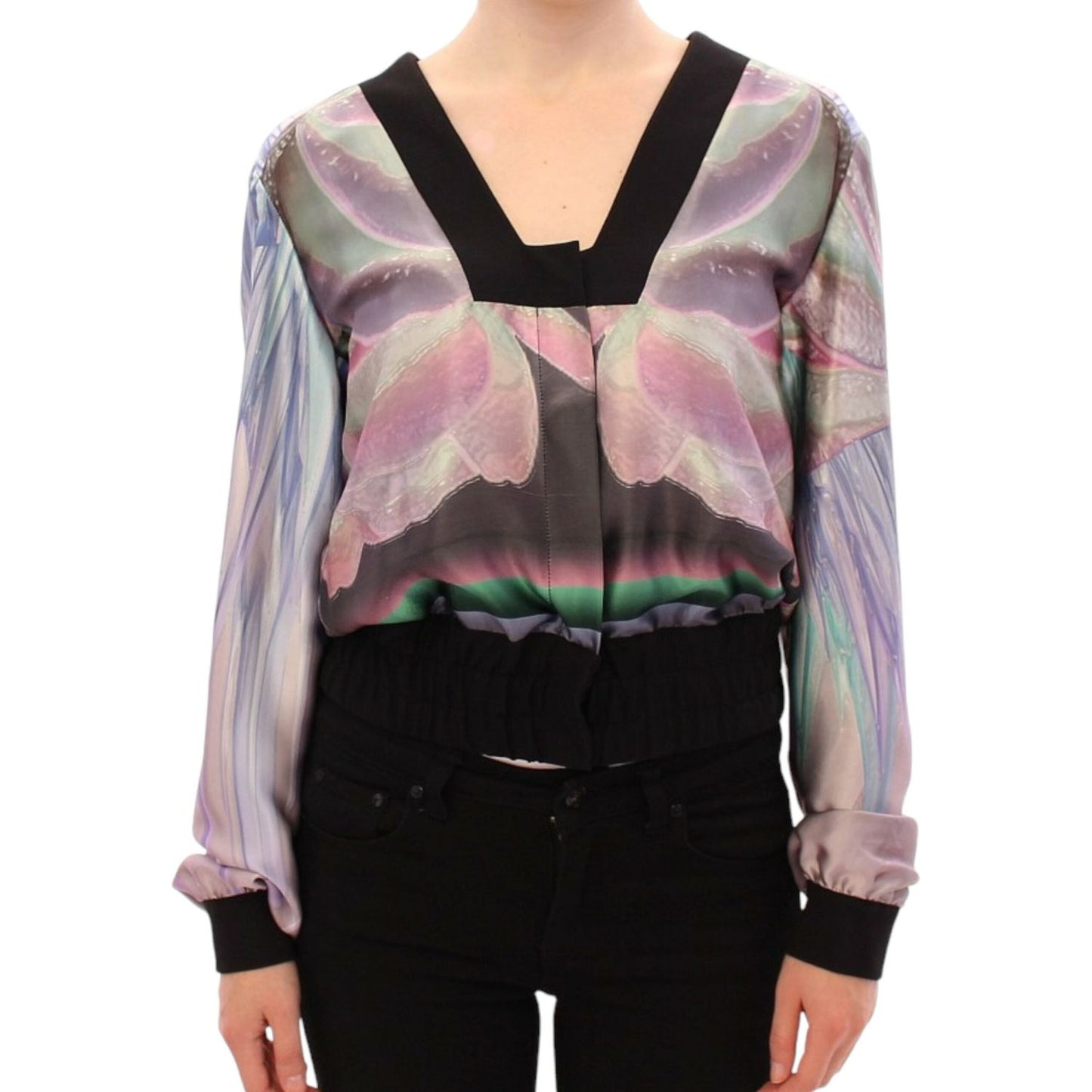 Sergei Grinko Multicolor Silk Blouse Jacket Coats & Jackets Sergei Grinko