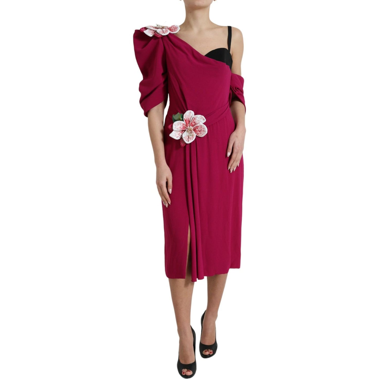 Dolce & Gabbana Elegant Purple Silk Midi Sheath Dress Dolce & Gabbana