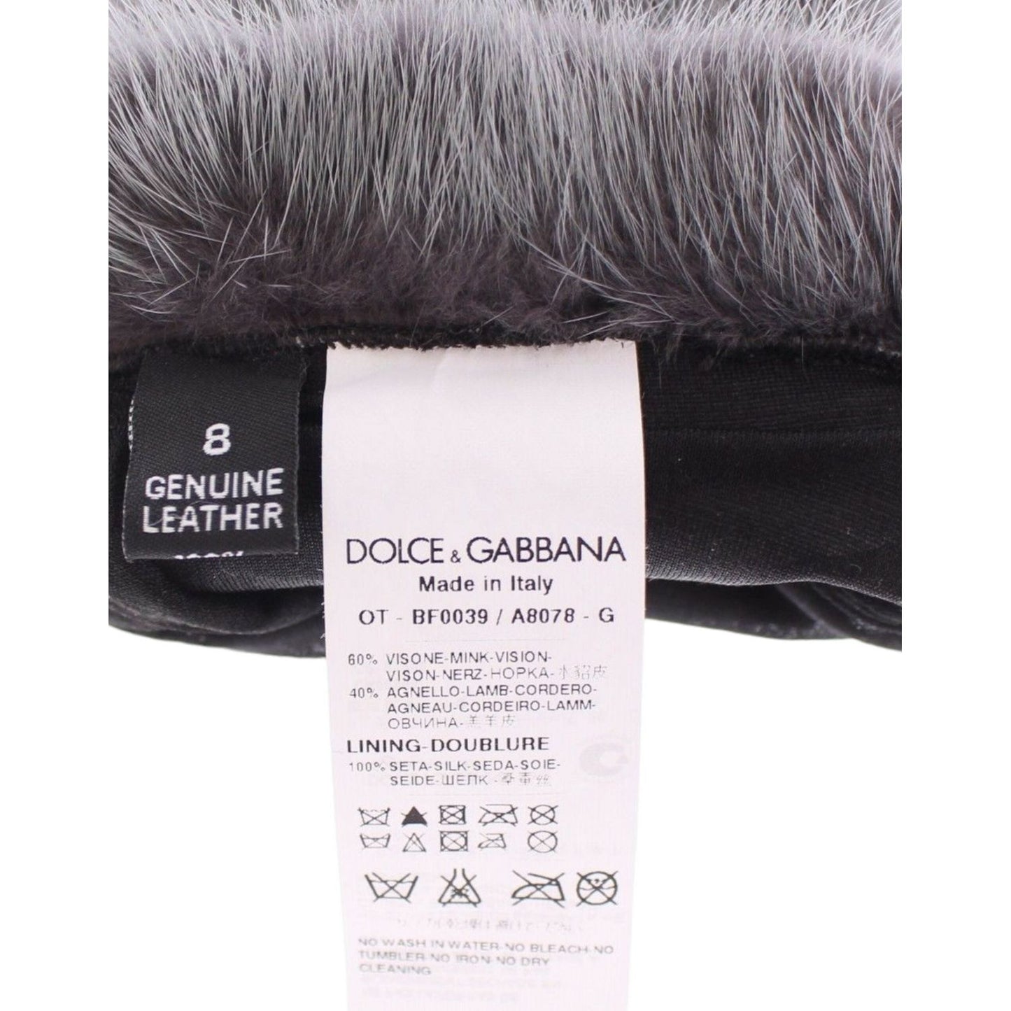 Dolce & Gabbana Elegant Gray Mink Fur Leather Elbow Gloves Dolce & Gabbana